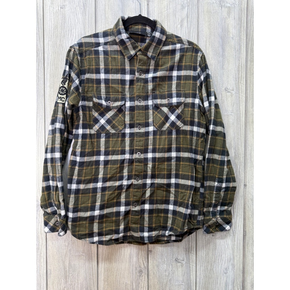 Harley-Davidson Mens Plaid Flannel Shirt Olive Green Long Sleeve Button Up Med